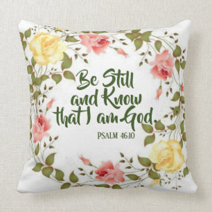 Pink Yellow Roses Floral Scripture Quotes Cushion