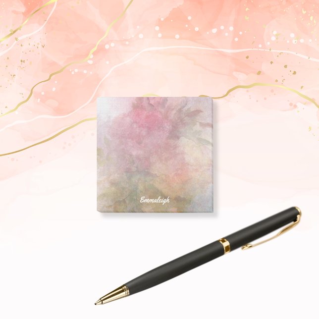 Pink Yellow Roses Watercolor Mix Monogram Post-it Notes (Creator Uploaded)