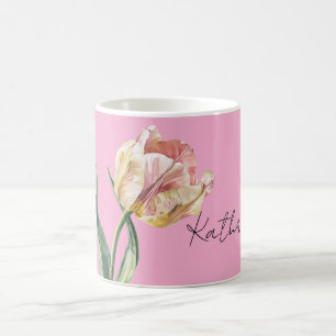 Pink Yellow Spring Tulip Flower Coffee Mug