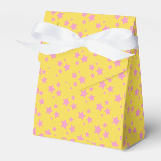 Pink Yellow Stars Modern design Favour Box (Front Side)