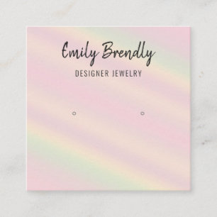Pink Yellow Stripes Earring Display Business Card