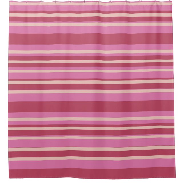 Pink & Yellow Stripes Shower Curtain (Front)
