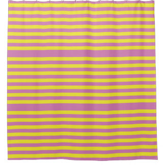 Pink Yellow Stripes Shower Curtain
