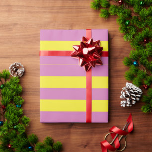 Pink Yellow Stripes Wrapping Paper