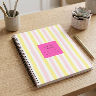 Pink & Yellow Stripped Elegant Simple Trendy Notebook