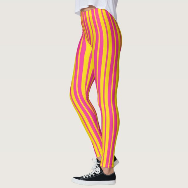 Pink Yellow Stylish Stripes Pattern Design  Leggings (Creator Uploaded)