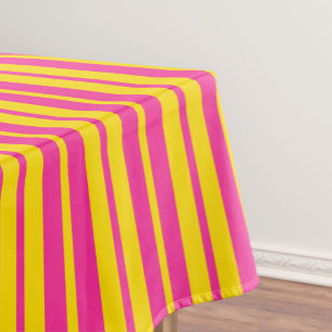 Pink Yellow Stylish Stripes Pattern Design Tablecloth