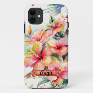 Pink-Yellow Tropical Flowers iPhone / iPad case