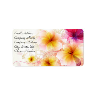 Pink & Yellow Tropical Plumeria Address Labels