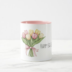 Pink Yellow Tulip Flowers Easter Mug