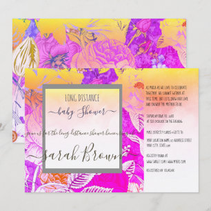 PINK & YELLOW VINTAGE  LONG DISTANCE BABY SHOWER INVITATION