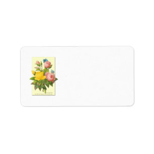 Pink Yellow Vintage Roses Label