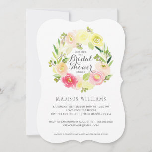 Pink & Yellow Watercolor Floral Bridal Shower Invitation