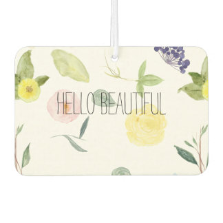 Pink Yellow Watercolor Floral Car Air Freshener
