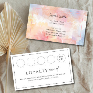 Pink Yellow Watercolor Wash Salon Nail Loyalty Business Card