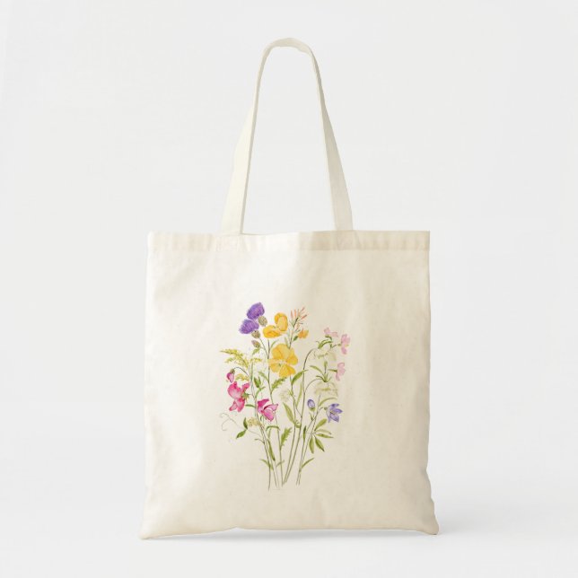 pink yellow white and purple wildflower 2020 tote bag (Front)