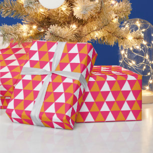 Pink yellow white Christmas pattern Wrapping Paper