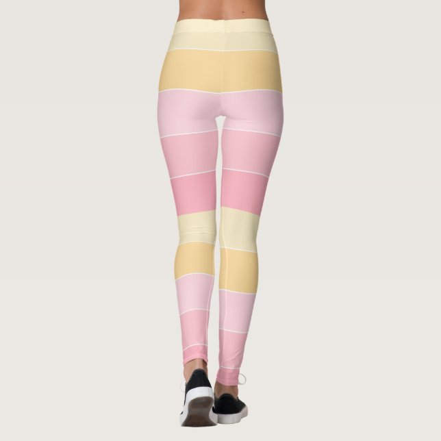 Pink Yellow White Colours Trendy Template Elegant Leggings (Back)