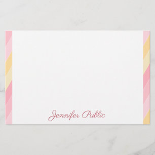 Pink Yellow White Handwriting Name Text Template Stationery