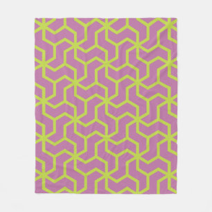 Pink Yellow ZigZag Lattice Retro Geometric Pattern Fleece Blanket
