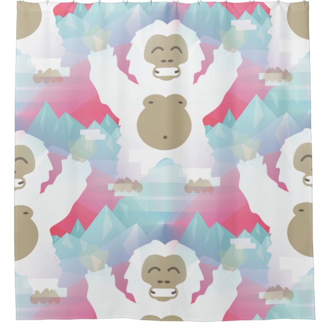 pink yeti bathroom shower curtain (Front)