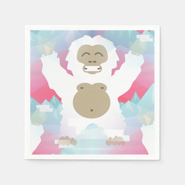 pink yeti paper napkins (Front)