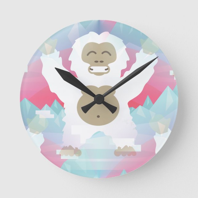 pink yeti round clock (Front)
