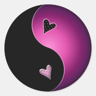 pink yin yang classic round sticker