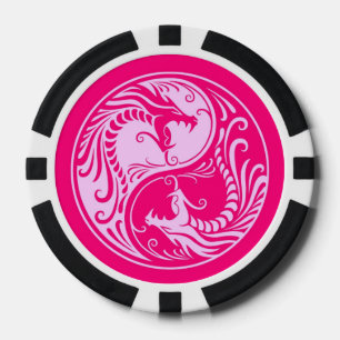Pink Yin Yang Dragon Poker Chips