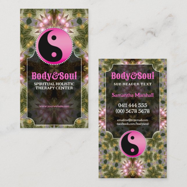 Pink Yin Yang Forest Princess Business Cards (Front/Back)
