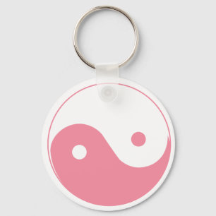 Pink Yin-Yang Symbol Key Ring