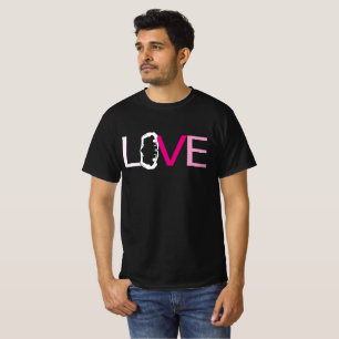 pink yoga gymnastic love letter character t-shirts