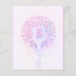Pink Yoga Tree Woman in Pastel Colours Flyer