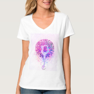 Pink Yoga Tree Woman in Pastel Colours T-Shirt