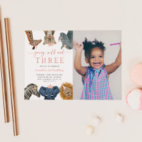 Pink Young Wild and Three Safari Birthday Photo