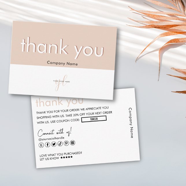 Pink Your Business Logo Thank You Brand Packaging Card (Creator Uploaded)