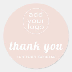 Pink Your logo thank you for your business Classic Round Sticker