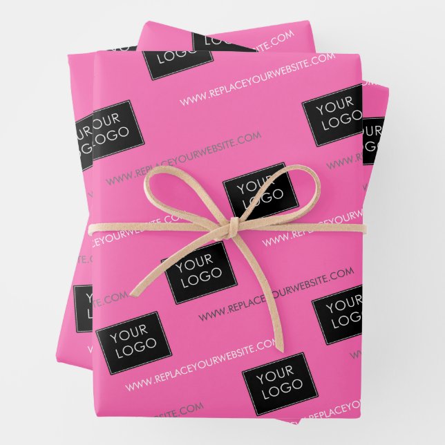 Pink Your Logo Website Business Company Packaging  Wrapping Paper Sheet (In situ)