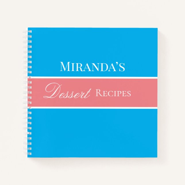 Pink Your Name Dessert Recipes Script Typography Notebook (Front)