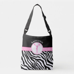 Pink Your Name Zebra Print Cheerleader / Pom Crossbody Bag