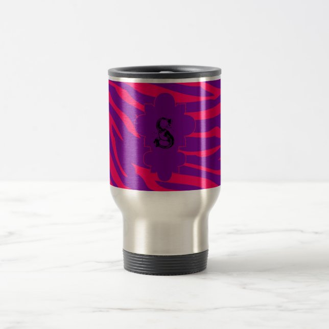 Pink Zebra 15 oz. Stainless steel Travel Mug Cup (Center)