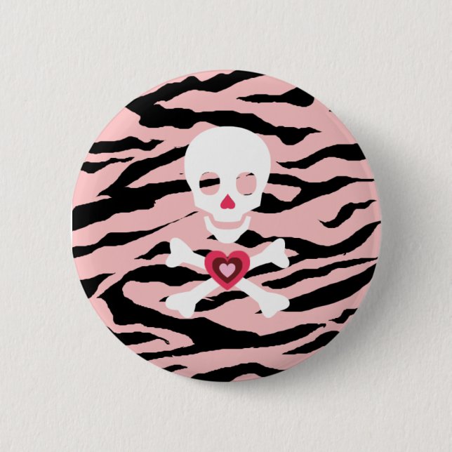 Pink zebra 6 cm round badge (Front)