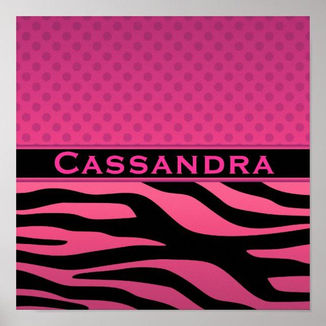 Pink Zebra and Polka Dots Poster (Front)