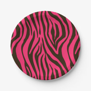 Pink Zebra Animal Print Pattern Paper Plate