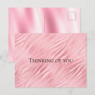 Pink Zebra Animal Print Thinking of you Postcard