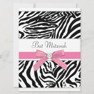 Pink Zebra Bat Mitzvah Invitation