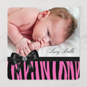 Pink Zebra Birth Announcements