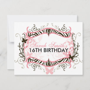 Pink Zebra Birthday Invitation