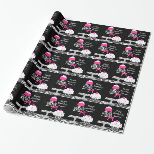 Pink Zebra Cake and Cupcake Wrapping Paper