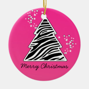 Pink zebra Christmas Tree Ceramic Tree Decoration
